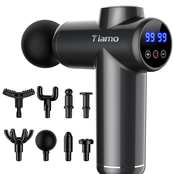 Tiamo 筋膜リリースガン 99段階強力振動レベル 8個ヘッド付属 15分自動オフ機能付き Typ...