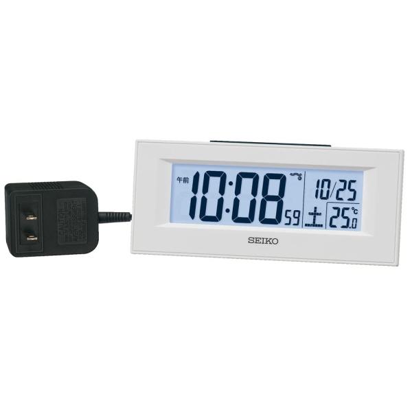 セイコークロック(Seiko Clock) 置時計 目覚まし時計 電波 白 デジタル LEDバックラ...