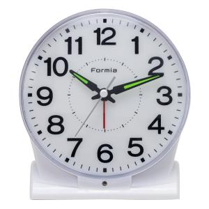 Formia(フォルミア) 置き時計 目覚まし時計 蓄光 連続秒針 光センサー アナログ 保土ヶ谷電子販売 ホワイト HT-A031W-WH｜バヤシンストア
