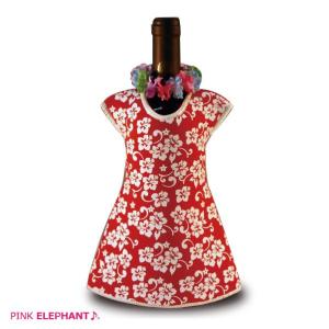 PINK ELEPHANT WINEBOTTLE COVERピンクエレファント ワインボトルカバーハワイアン・ガール｜bayleaf-shop