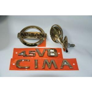 エンブレム 送料無料 ゴールドメッキ ニッサン F50シーマ