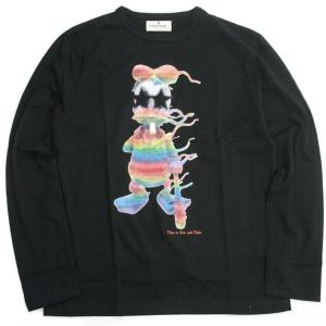 オウサム AWESOME メンズ クルーネック 生地厚 長袖 Ｔシャツ カットソー プリント トップス ブラック イタリア カジュアル ダック  ロンT Art Not Fake｜bayswater