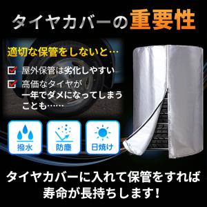 タイヤカバー 4本 屋外 420d 防水 車 ...の詳細画像5