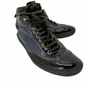 JIMMY CHOO(ジミーチュウ) VARLEY パイソン柄 エナメル ミッドカット スニーカー メンズ 中古 古着 0731｜bazzstore