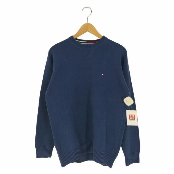 TOMMY HILFIGER(トミーヒルフィガー) ロゴ刺繍 クルーネックコットンニット メンズ i...