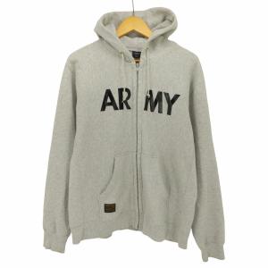 AVIREX(アヴィレックス) ARMY プリント 裏起毛 ジップアップ パーカー メンズ import： 中古 古着 0809｜bazzstore