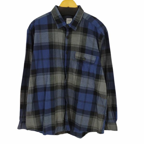 ZARA(ザラ) RELAXED FIT ポケットL/Sチェックシャツ メンズ XL 中古 古着 0...