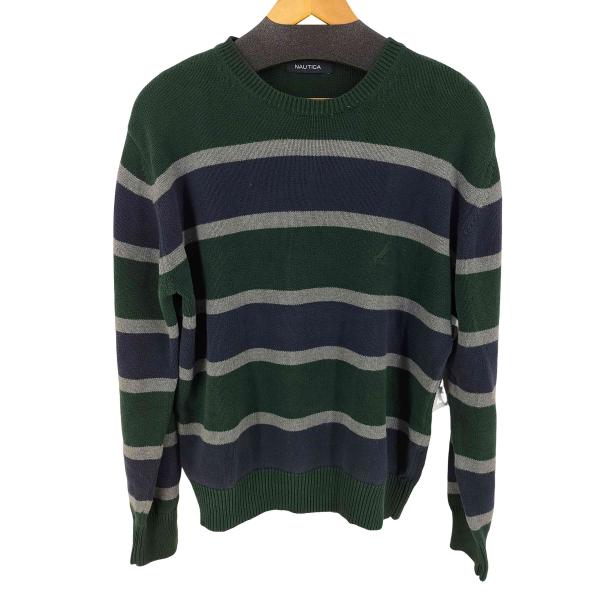 NAUTICA(ノーティカ) ロゴ刺繍 ボーダーコットンニット メンズ 表記無  中古 古着 093...