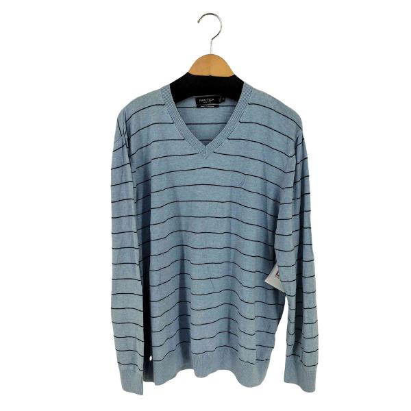 NAUTICA(ノーティカ) Vネックボーダーニット レディース import：XL  中古 古着 ...