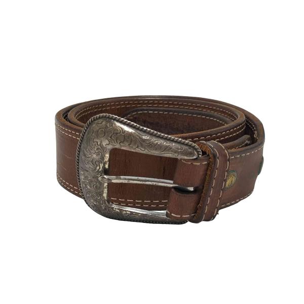 USED古着(ユーズドフルギ) DOUBLE J SADDLERY 花柄 バックル ダブル ステッチ...