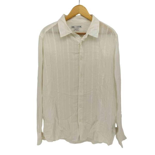 ZARA(ザラ) セミシースルー ストライプシャツ メンズ import：L  中古 古着 0933