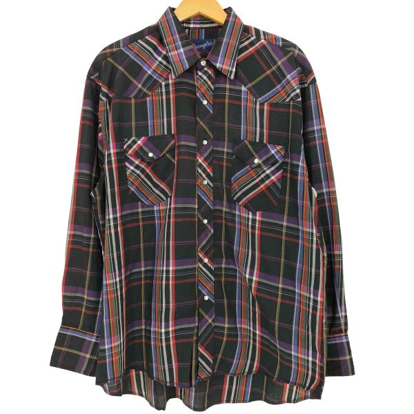 Wrangler(ラングラー) 80-90s マルチカラー ウエスタンチェックシャツ メンズ  17...