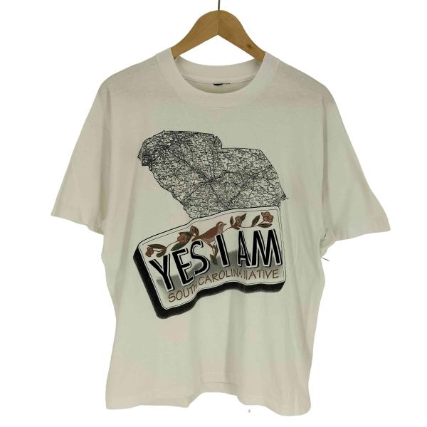 USED古着(ユーズドフルギ) 90S YES I AM マップ プリント クルーネック Tシャツ ...