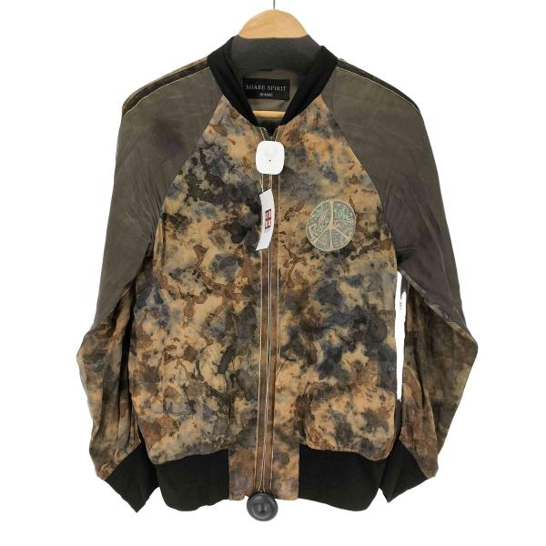 SHARE SPIRIT(シェアースピリット) シルク100％ 総柄 ダブルジップ スカジャン メン...