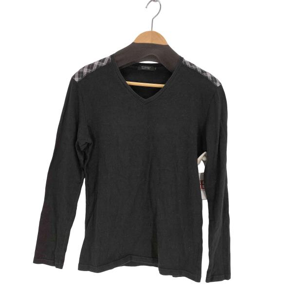 BURBERRY BLACK LABEL(バーバリーブラックレーベル) Vネック 佐渡ラインL/Sカ...