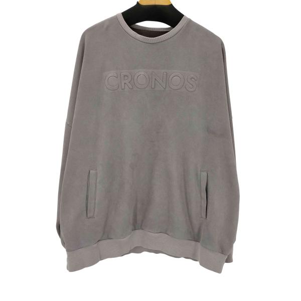 USED古着(ユーズドフルギ) {{CRONOS}} ロゴ エンボス加工 スウェード スウェット メ...