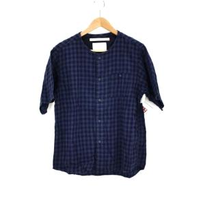 ホワイトマウンテニアリング WHITE MOUNTAINEERING NO COLLAR VIYELLA HALF SLE 中古 古着 211117｜bazzstore