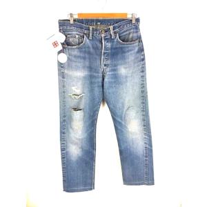 リーバイス Levis 50S~60S ボタン裏W 両面均等V 足長R 隠しリベット 紙パッチ オフセットセンター  50 中古 古着 211203｜bazzstore