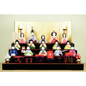 雛人形 木目込み飾り 友禅王朝 十五人飾り アクリルケース飾り
