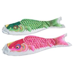 鯉のぼり　ロイヤル錦　単品　0.8m　緑/桃（ピンク）　口金具付　ポリエステル使用　金箔