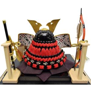 【兜飾り】 彫金兜 彫金龍吹返 5号 弓太刀付...の詳細画像4