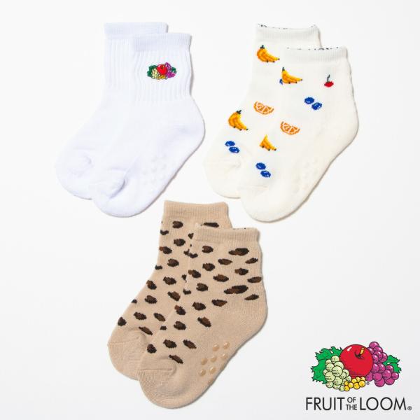 Fruit of the Loom 滑り止め付き 靴下 ショートソックス 3P 3足組 パイル 1歳...