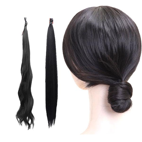 お団子 ウィッグ ヘアゴムタイプ 巻き付け ポイントウィッグ ストレート カール エクステ 部分ウィ...