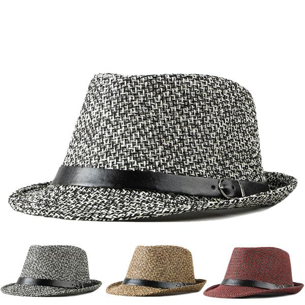 中折れハット ストロー 麦わら帽子 パナマ帽 ツートーン ベルト付きハット UVカット 日除け 帽子...