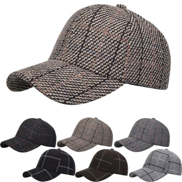 キャップ 野球帽 秋冬 チェック柄 ステッチ フェルト トラッド オシャレキャップ メンズ レディー...