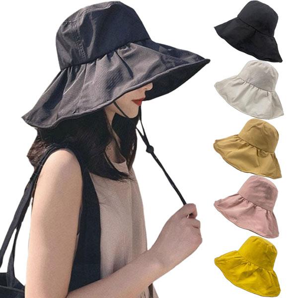 つば広ハット 帽子 折り畳み シンプル 大きめつば 小顔効果 UVカット 紫外線防止 レディースハッ...