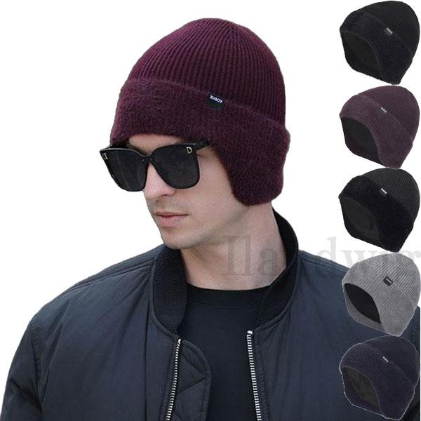 ニット帽 耳あて付き ニットキャップ 防寒 裏起毛 裏地ボア 耳当てビーニー メンズ レディース 秋...