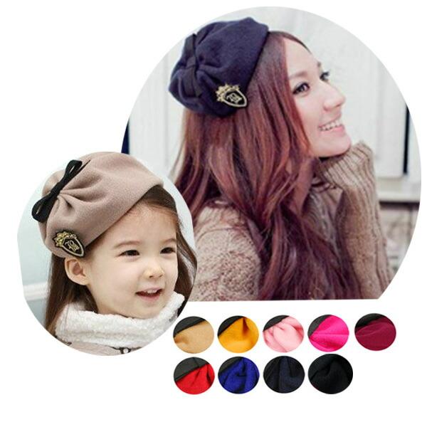 ベレー風 カチューシャ リボン付 ワッペン付 ベレー帽 ヘアアクセサリー フェイクベレー レディース...