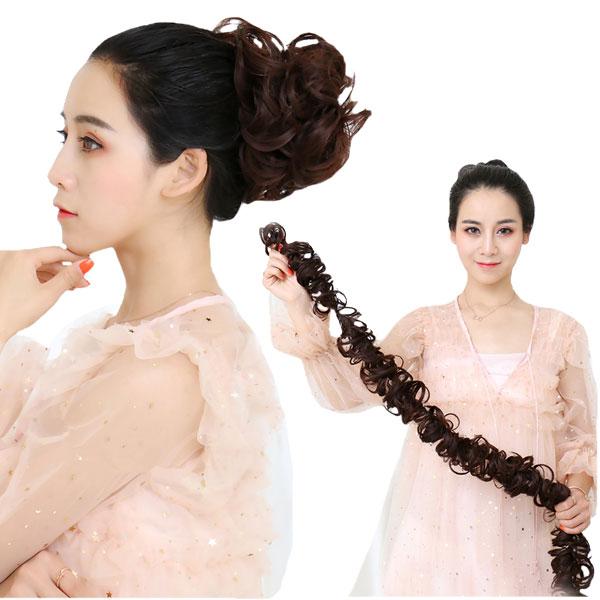 ロープウィッグ アップヘア ポイントウィッグ お団子 巻き付け カール エクステ WIG BUN 0...