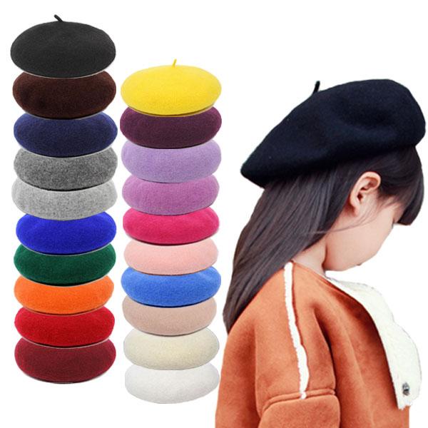 子ども用 ベレー帽 フェルト風 帽子 キッズハット S M レディースハット 無地 フェルトハット ...