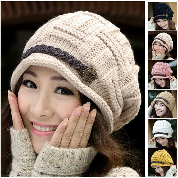 ニット帽 つば付き ニットキャスケット ベルト付き ニットキャップ 無地 帽子 ワッチキャップ 婦人...