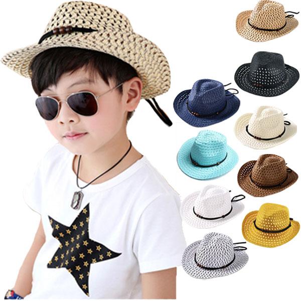 子供用 麦わら帽子 テンガロンハット キッズハット ストローハット 帽子 カウボーイハット 中折れ ...