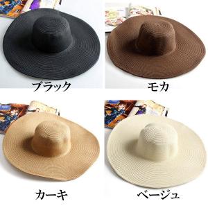 つば広 麦わら帽子 レディースハット 帽子 ス...の詳細画像2