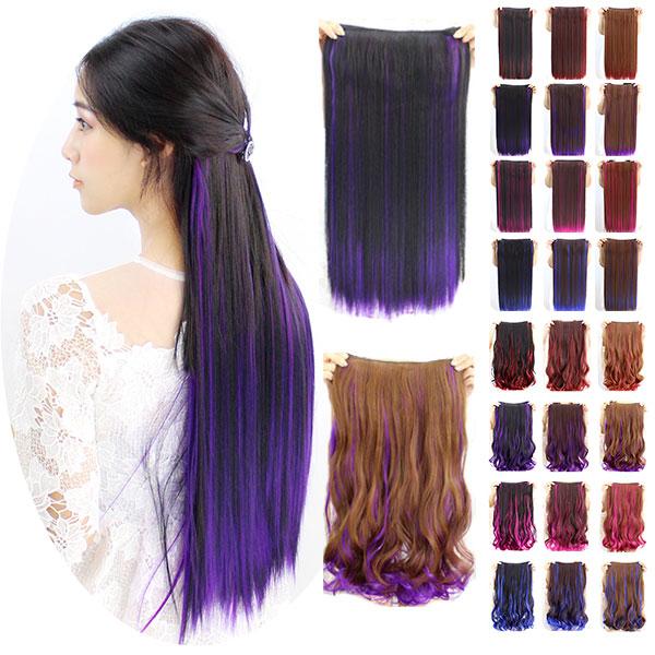 メッシュ入り エクステ ウィッグ カラーエクステ ロング ストレート カール グラデーション エクス...