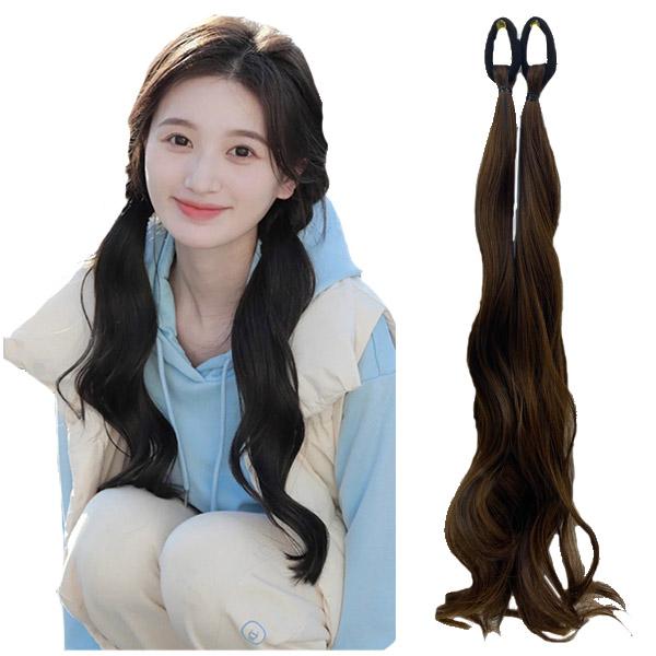 2本セット エクステ ルーズウェーブ カール ゴム エクステンション 付け毛 つけ毛 ウイッグ WI...