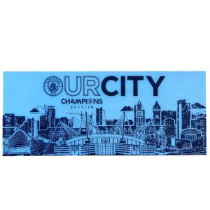 マンチェスターシティ　チームオフィシャル　Our City Champions　カーステッカー(正規品/メール便可)｜bbfb