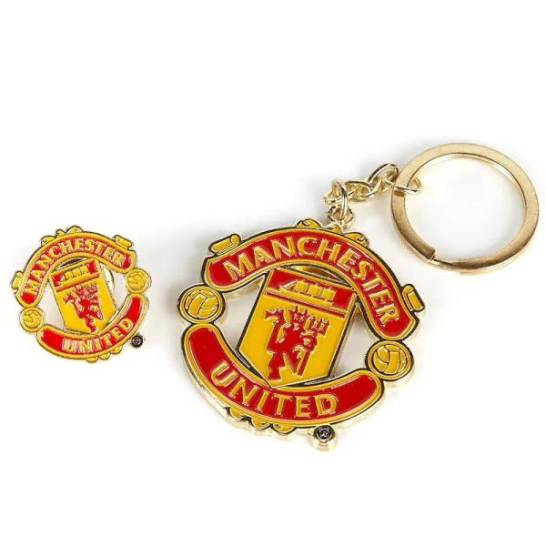 マンチェスターユナイテッド　チームオフィシャル　クレストキーリング＆ピンバッジセット(正規品/メール...