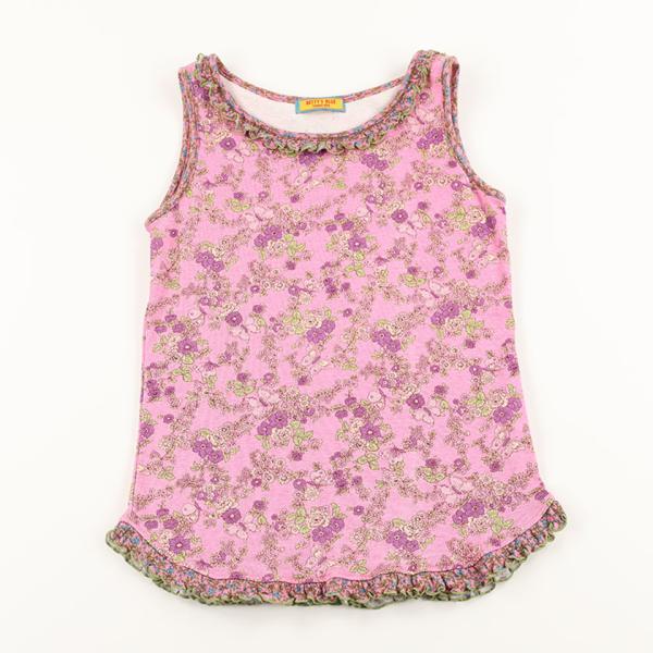 00’s BETTY’S BLUE ベティーズブルー 共地フリル花柄プリントタンクトップ 9号(M)...