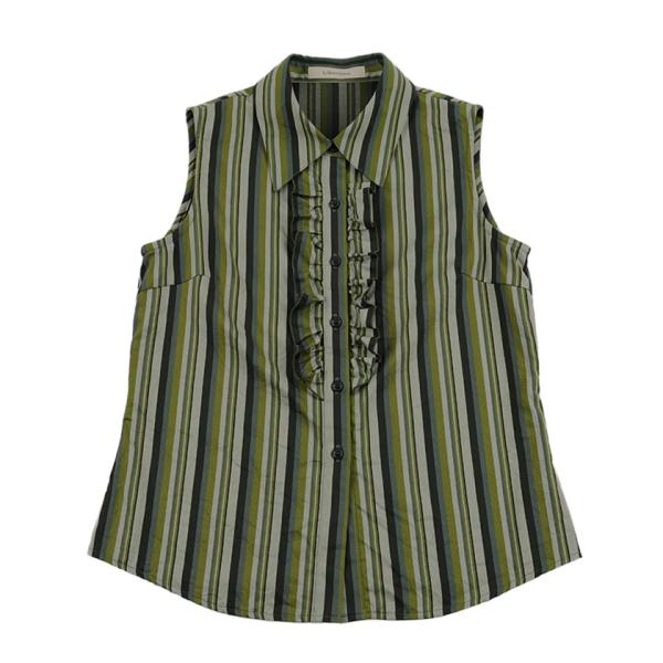90’s Libertine リベルティンヌ フリル付きノースリーブブラウス T2(M)サイズ グリ...