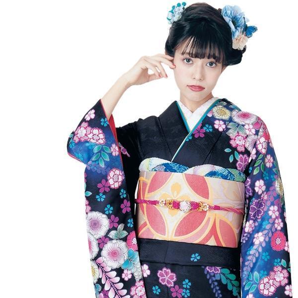 H.L 絵羽振袖着物【単品】【16】濃紫系 卒業式・成人式・パーティ