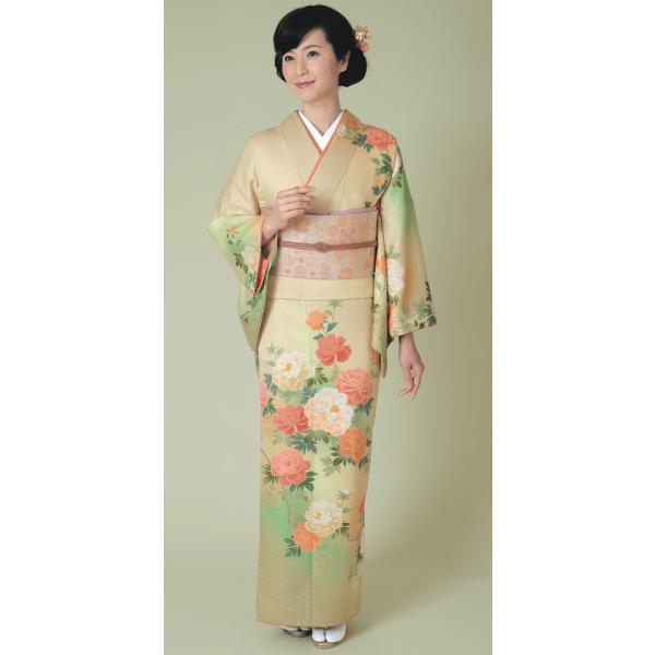 H.L訪問着セット【17 クリーム色系】【着物 袋帯 長襦袢】洗える着物 華やかな花柄 結婚式 披露...