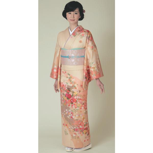 H.L訪問着セット【8 淡黄色系】【着物 袋帯 長襦袢】洗える着物 華やかな花柄 結婚式 披露宴 パ...