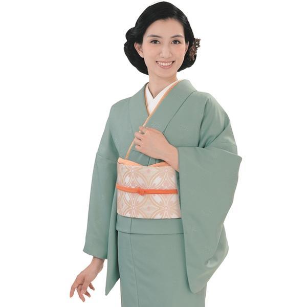 【R.K 慶事のきもの 3点セット】（着物・袋帯・長襦袢）色無地 地模様（16 緑青）洗える レディ...