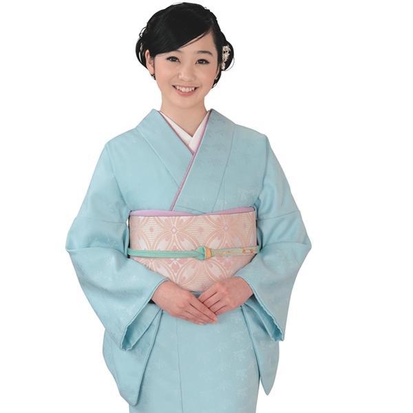 【慶事のきもの】【3点セット 着物・袋帯・長襦袢】R.K 洗える着物 色無地（地模様）【3 水色】レ...