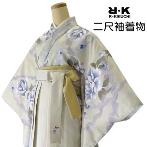 【RK 二尺袖】二尺袖 着物【単品】長襦袢セット【No.904】クリーム 花柄 地模様 アースカラー フリーサイズ 洗える リョウコ キクチ【E】｜bbox