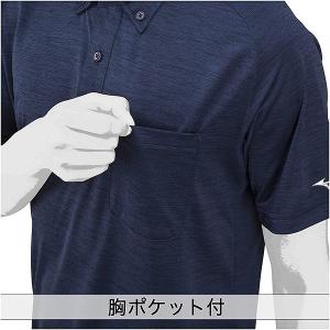 ポロシャツ メンズ 半袖 ミズノ 黒 紺 野球...の詳細画像2